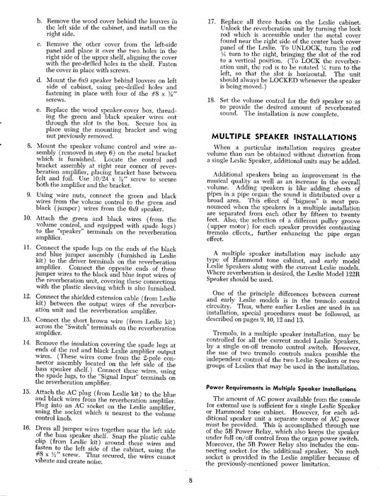 Leslie 122 Speaker Owners Manual