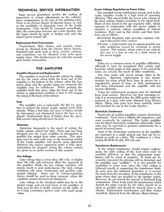 Leslie 122 Speaker Owners Manual