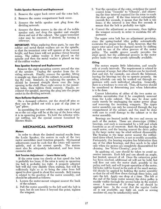 Leslie 122 Speaker Owners Manual