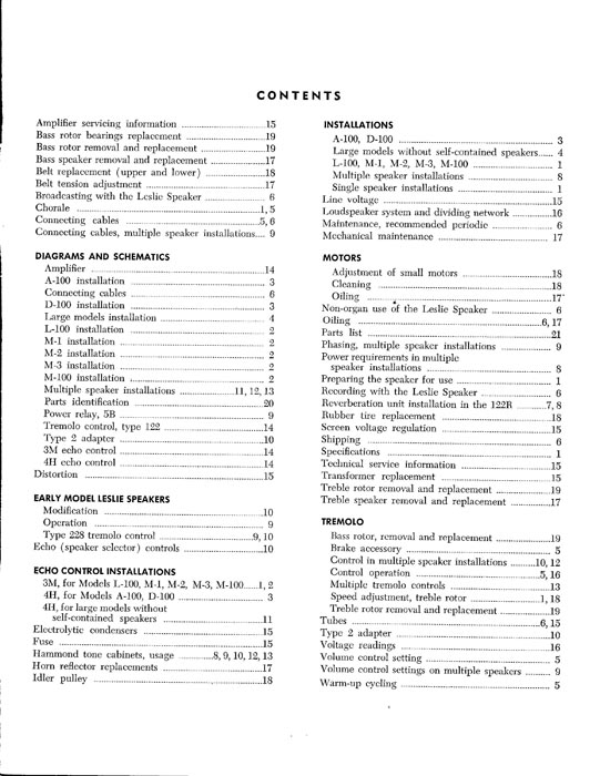 Leslie 122 Speaker Owners Manual