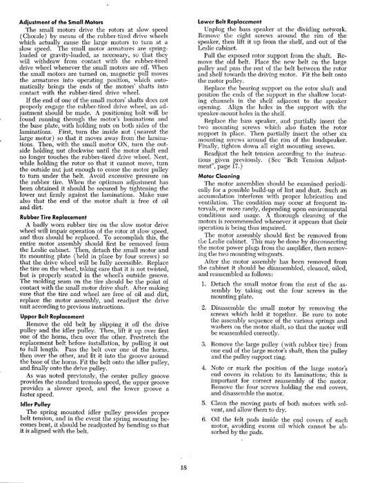 Leslie 122 Speaker Owners Manual