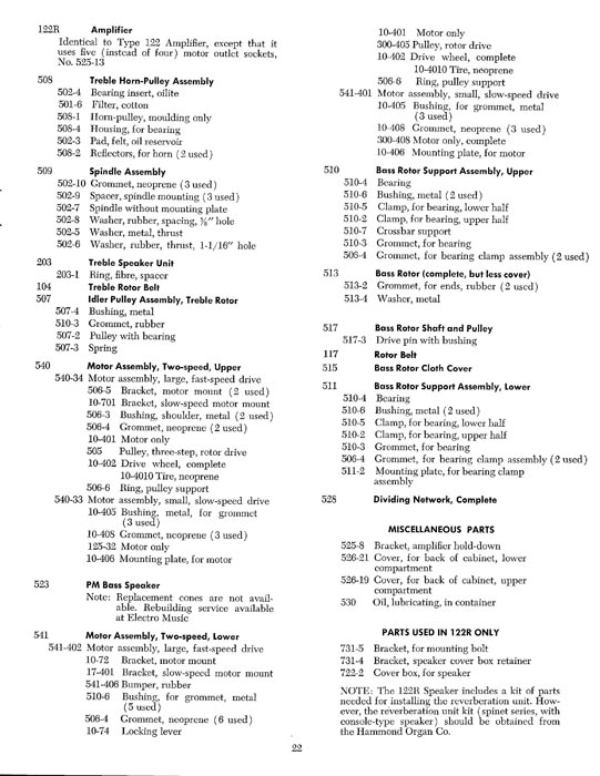 Leslie 122 Speaker Owners Manual