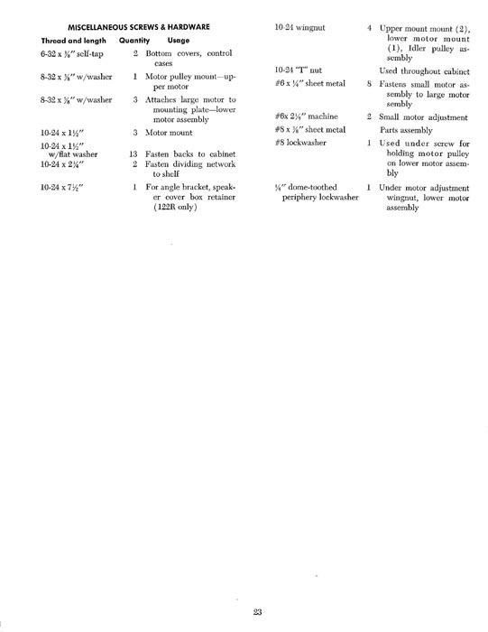 Leslie 122 Speaker Owners Manual
