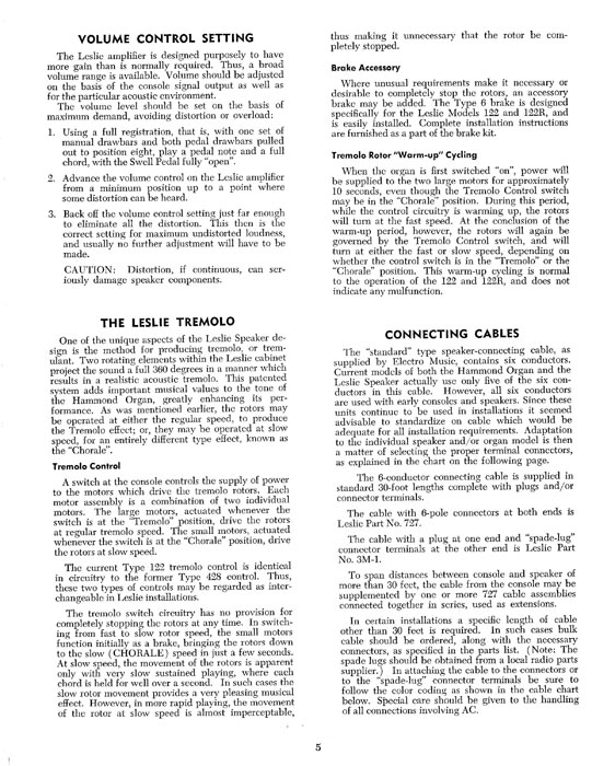 Leslie 122 Speaker Owners Manual