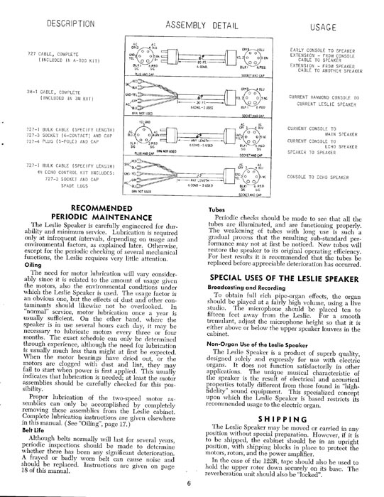 Leslie 122 Speaker Owners Manual