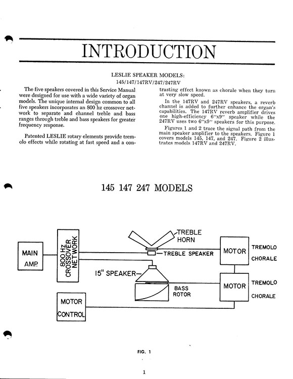 Leslie 145, 147, 247 Speaker Owners Manual
