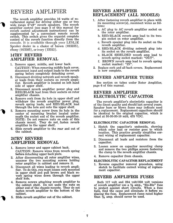 Leslie 145, 147, 247 Speaker Owners Manual