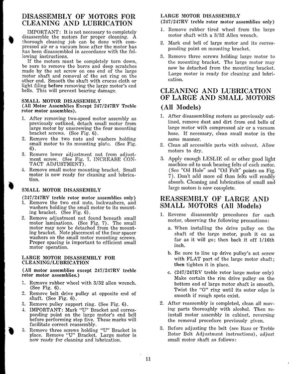 Leslie 145, 147, 247 Speaker Owners Manual
