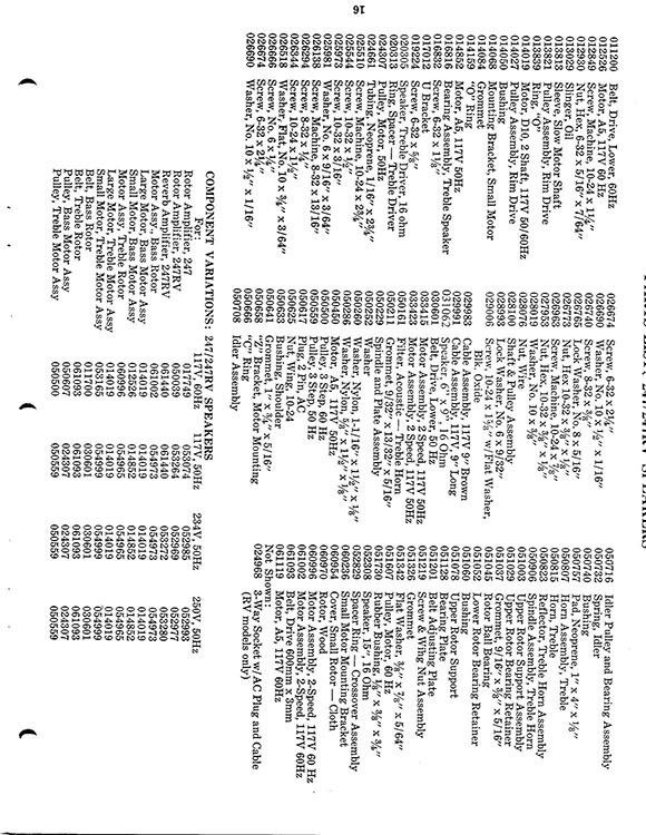 Leslie 145, 147, 247 Speaker Owners Manual