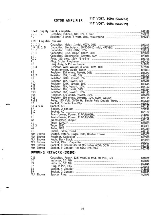 Leslie 145, 147, 247 Speaker Owners Manual